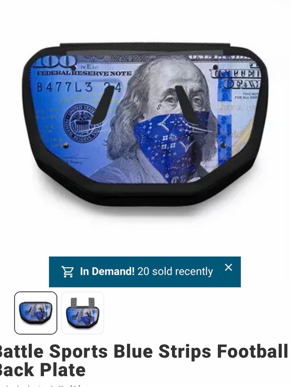 Blue Money Print Helmet Back Plate - Men Accessories Face Mask